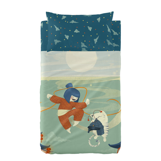 HappyFriday Mr Fox The Warrior Multicolor Baby Crib Sheet Set 2 Pieces