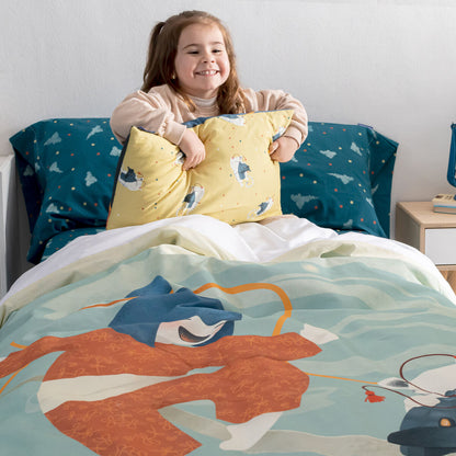 Juego de funda nórdica HappyFriday Mr Fox The warrior Multicolor Cama de 105 2 Piezas