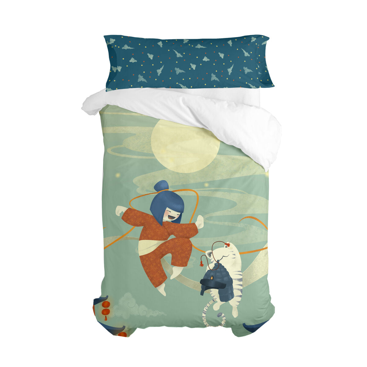 Juego de funda nórdica HappyFriday Mr Fox The warrior Multicolor Cama de 105 2 Piezas