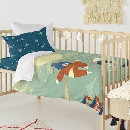 HappyFriday Mr Fox The warrior Multicolor Baby Crib Duvet Cover Set 2 Pieces