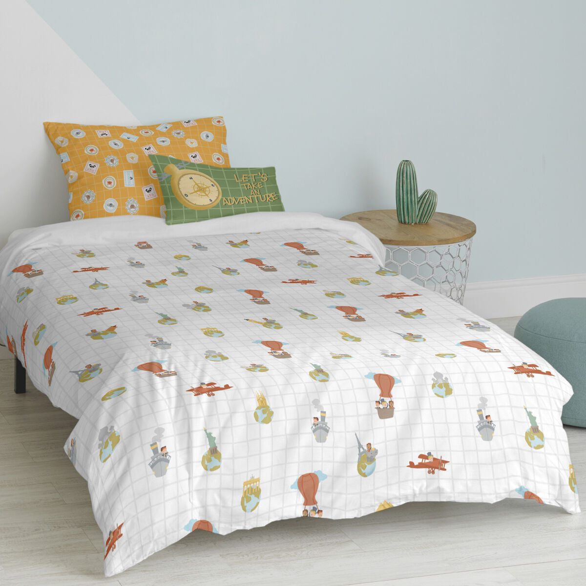 HappyFriday Mr Fox World trip Multicolor Duvet Cover Set 80 Bed 2 Pieces