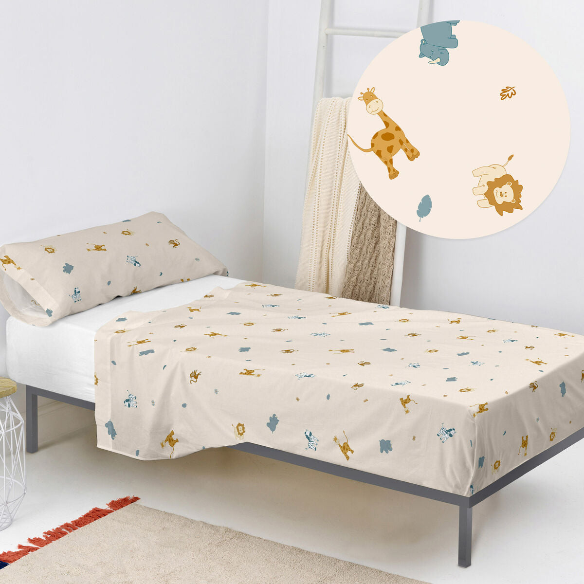 Juego de Sábanas HappyFriday  HF Mini Animals Multicolor Cama de 105 2 Piezas