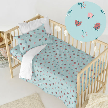 HappyFriday Mini Ladybugs Multicolor Baby Crib Duvet Cover Set 2 Pieces