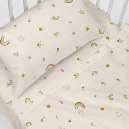 HappyFriday HF Mini Iris Multicolor Baby Crib Sheet Set 2 Pieces