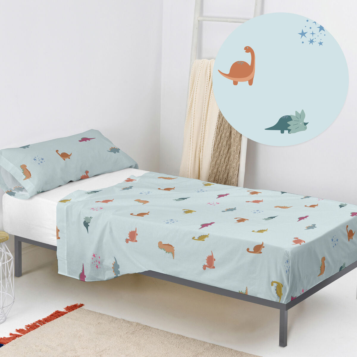 Juego de Sábanas HappyFriday HF Mini Dinosaur Multicolor Cama de 105 2 Piezas