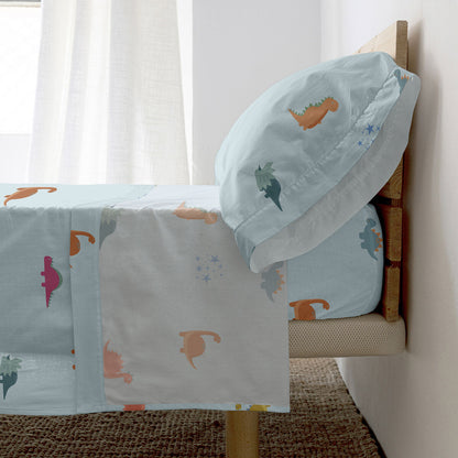 Juego de Sábanas HappyFriday HF Mini Dinosaur Multicolor Cama de 80/90 2 Piezas