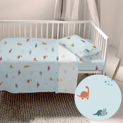 HappyFriday HF Mini Dinosaur Multicolor Baby Crib Sheet Set 2 Pieces