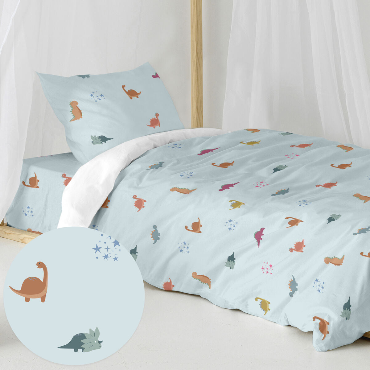 HappyFriday Mini Dinosaur Duvet Cover Set Multicolor 80 Bed 2 Pieces