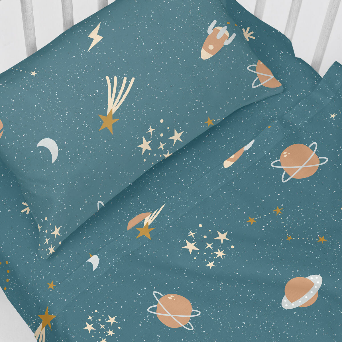 HappyFriday HF Mini Universe Multicolor Baby Crib Sheet Set 2 Pieces