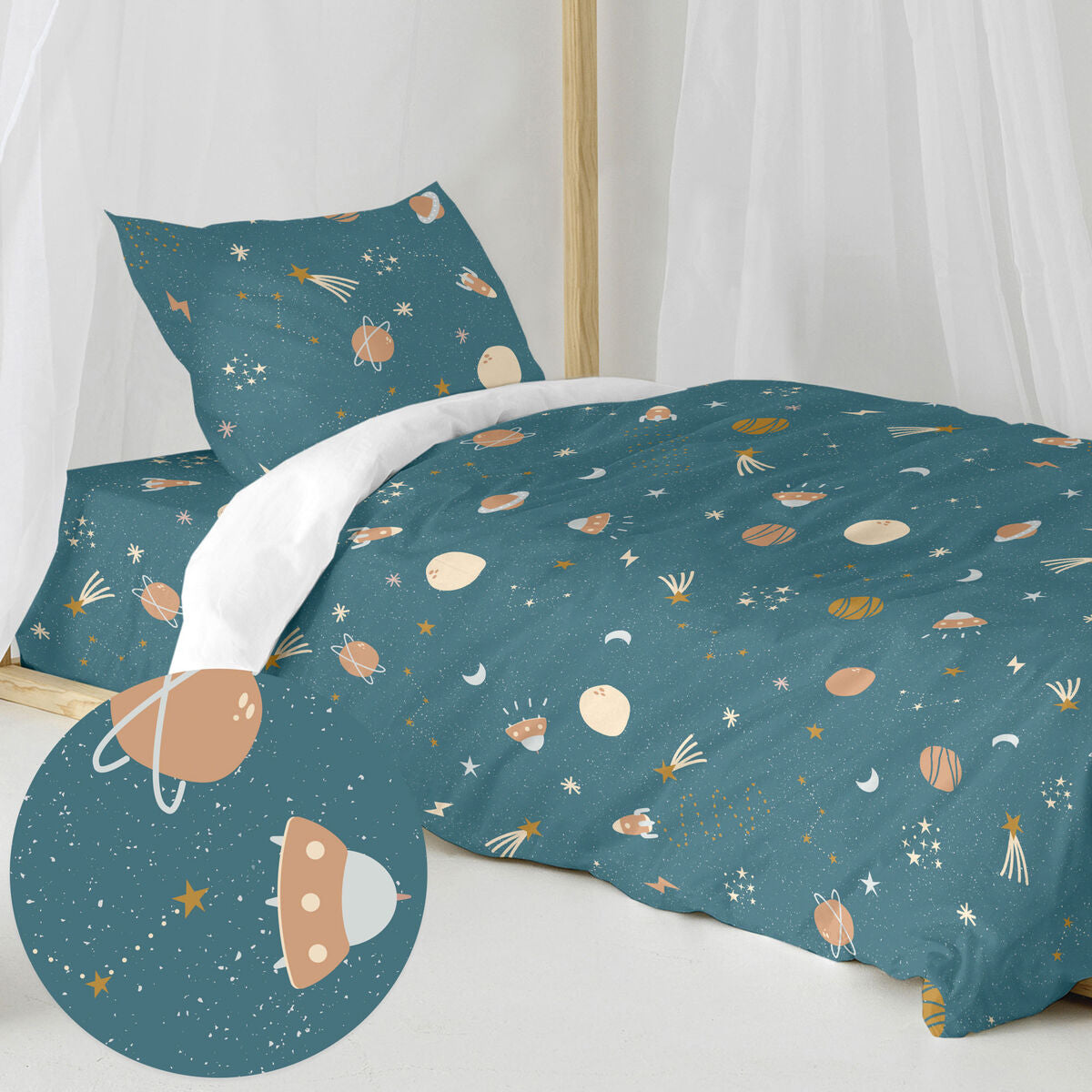 Juego de funda nórdica HappyFriday Mini universe Multicolor Cama de 80 2 Piezas