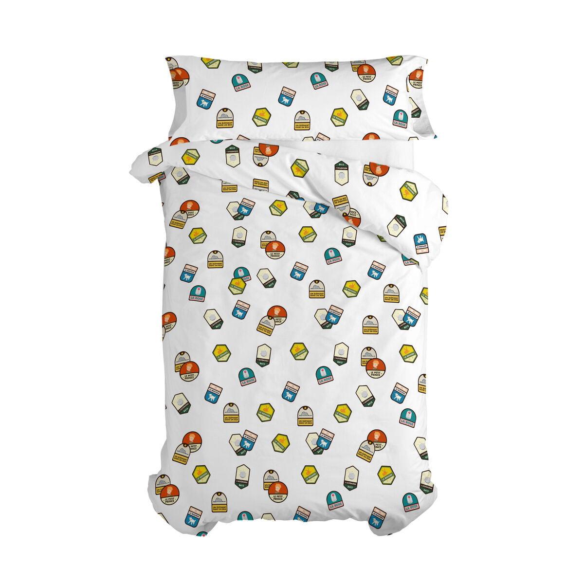 Juego de funda nórdica HappyFriday Le Petit Prince Son Avion Multicolor Cama de 80/90 2 Piezas