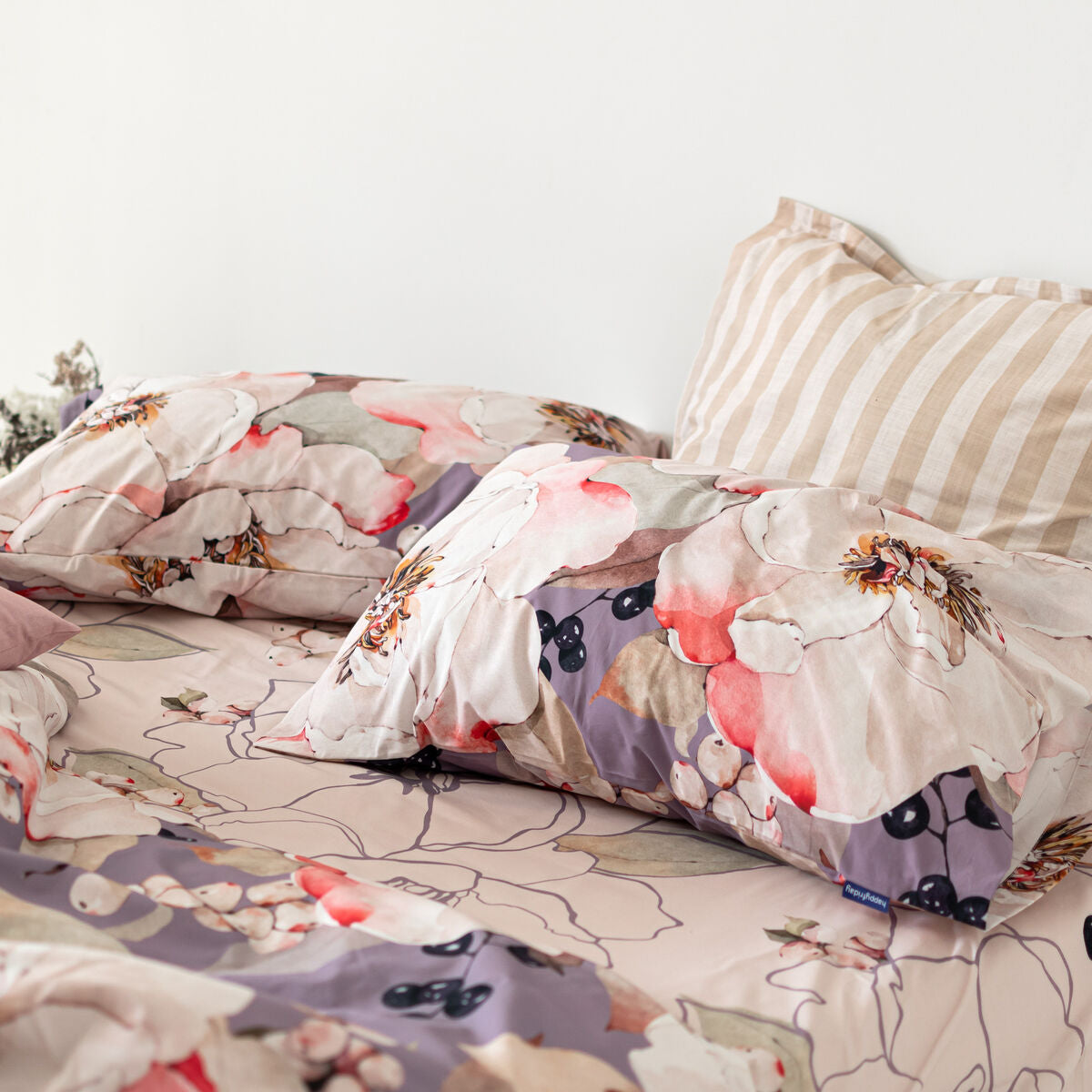 HappyFriday Duvet Cover White Peonies Multicolor 140 x 200 cm