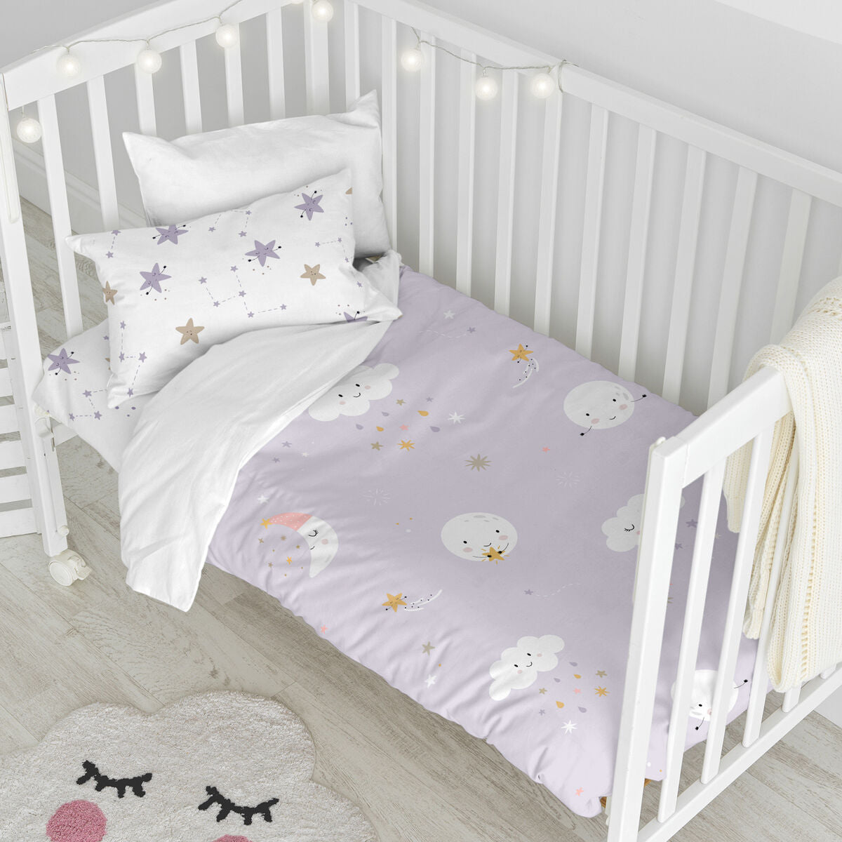 HappyFriday Moshi Moshi Moons Multicolor Baby Crib Duvet Cover Set 2 Pieces