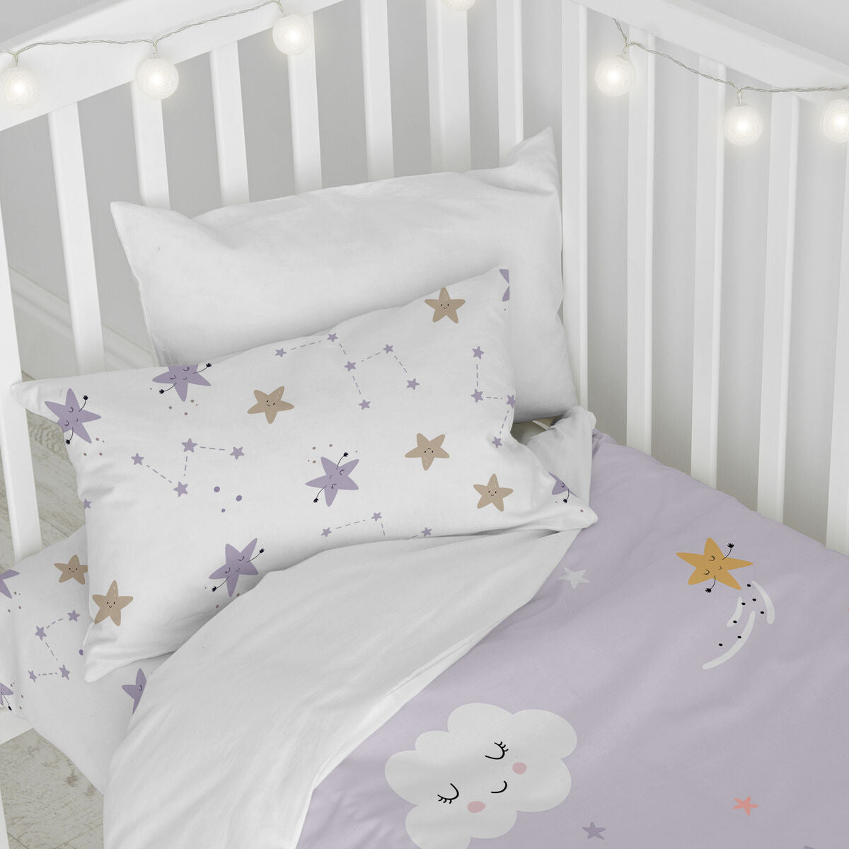 HappyFriday Moshi Moshi Moons Multicolor Baby Crib Duvet Cover Set 2 Pieces