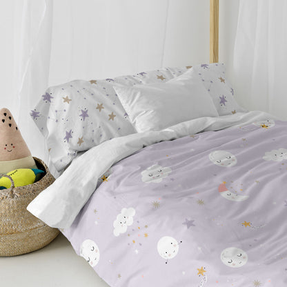 Juego de funda nórdica HappyFriday Moshi Moshi Moons Multicolor Cama de 80/90 2 Piezas