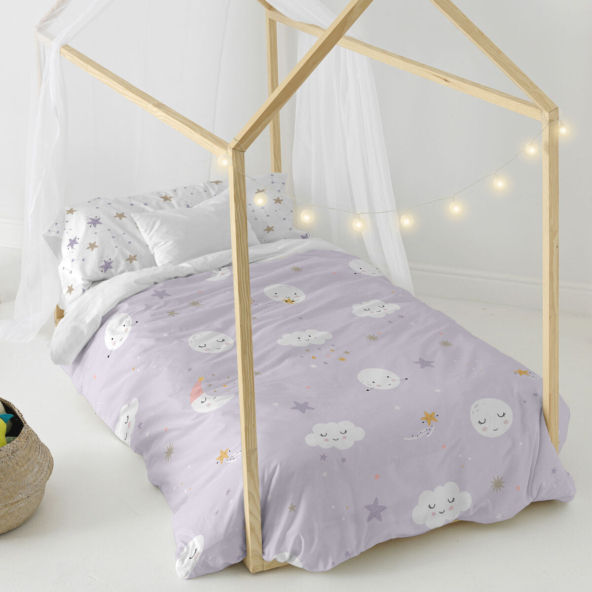 Juego de funda nórdica HappyFriday Moshi Moshi Moons Multicolor Cama de 80/90 2 Piezas