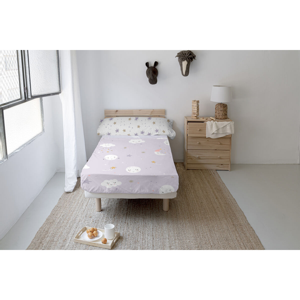 Juego de Sábanas HappyFriday Moshi Moshi Moons Multicolor Cama de 80/90 2 Piezas