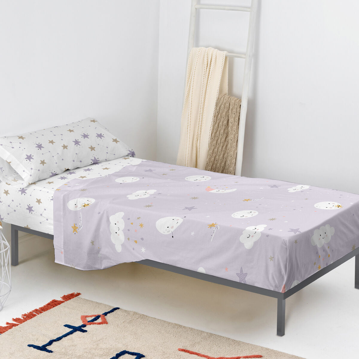 Juego de Sábanas HappyFriday Moshi Moshi Moons Multicolor Cama de 80/90 2 Piezas