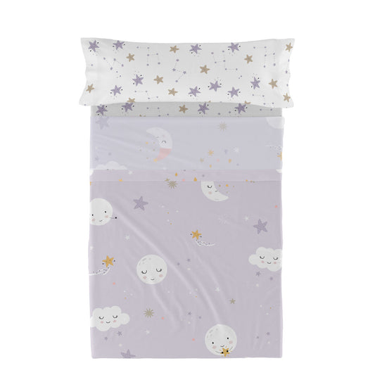 Juego de Sábanas HappyFriday Moshi Moshi Moons Multicolor Cama de 80/90 2 Piezas