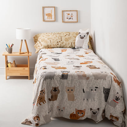 HappyFriday Mr Fox Cats Multicolor Duvet Cover Set 80/90 Bed 2 Pieces