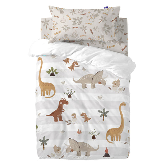 HappyFriday Moshi Moshi Dino Family Multicolor Baby Crib Duvet Cover Set 2 Pieces