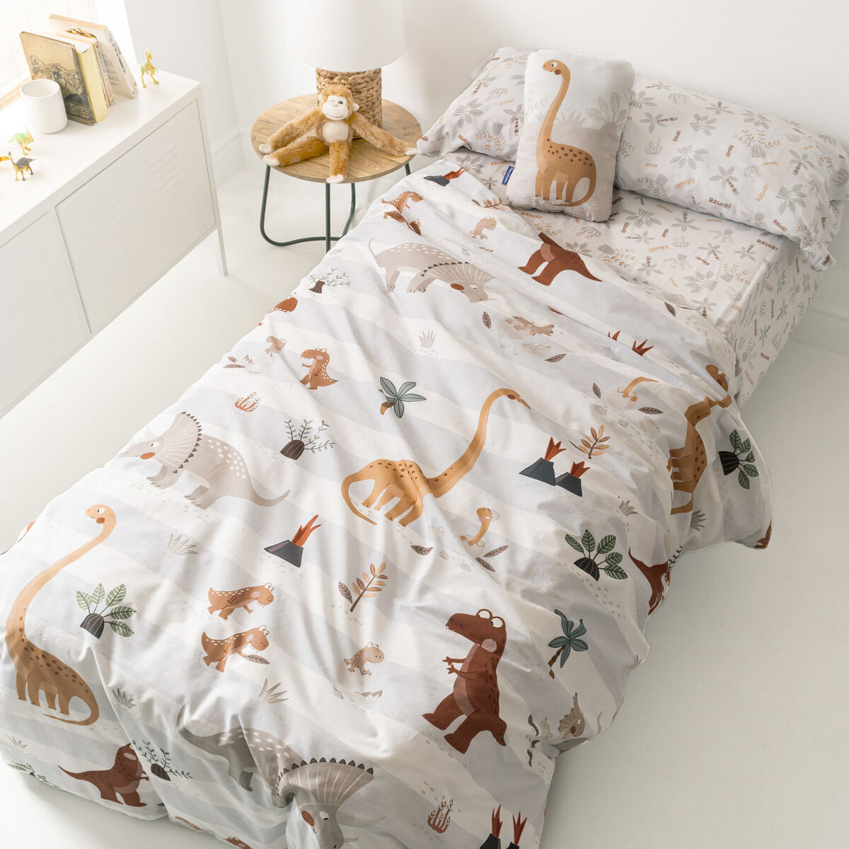 HappyFriday Moshi Moshi Dino Family Duvet Cover Set Multicolour 2 Pieces