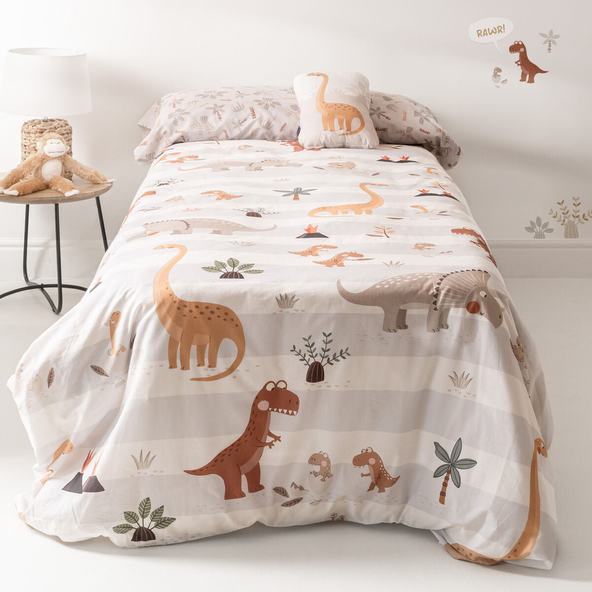 HappyFriday Moshi Moshi Dino Family Duvet Cover Set Multicolour 2 Pieces