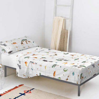 Juego de Sábanas HappyFriday HF Mini Savanna Multicolor Cama de 105 2 Piezas