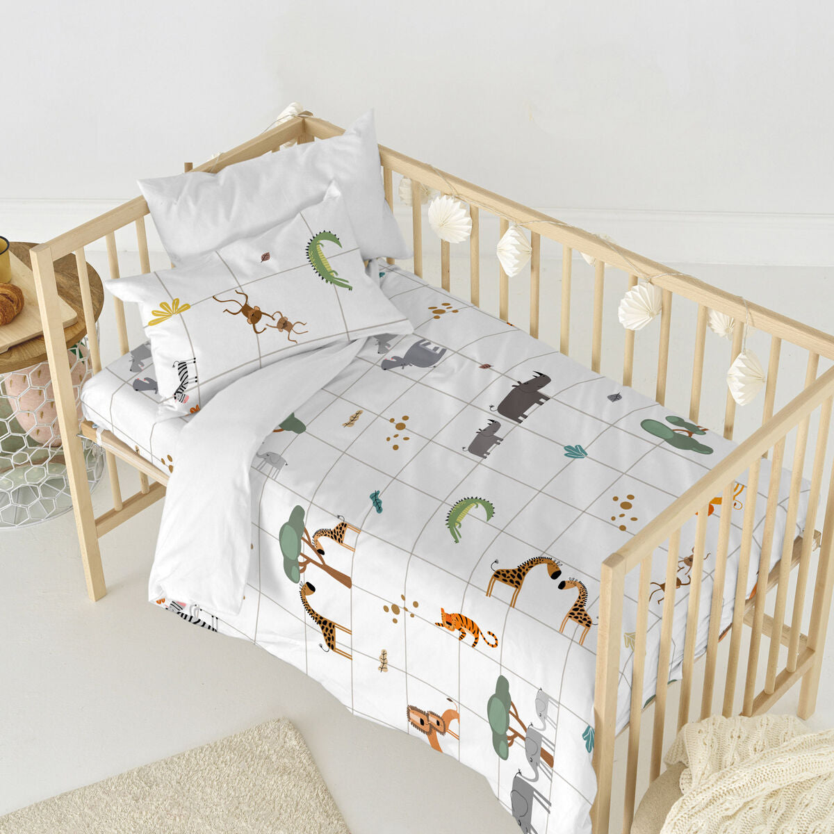 HappyFriday Mini Savanna Multicolor Baby Crib Duvet Cover Set 2 Pieces