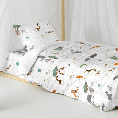 Juego de funda nórdica HappyFriday Mini savanna Multicolor Cama de 80 2 Piezas