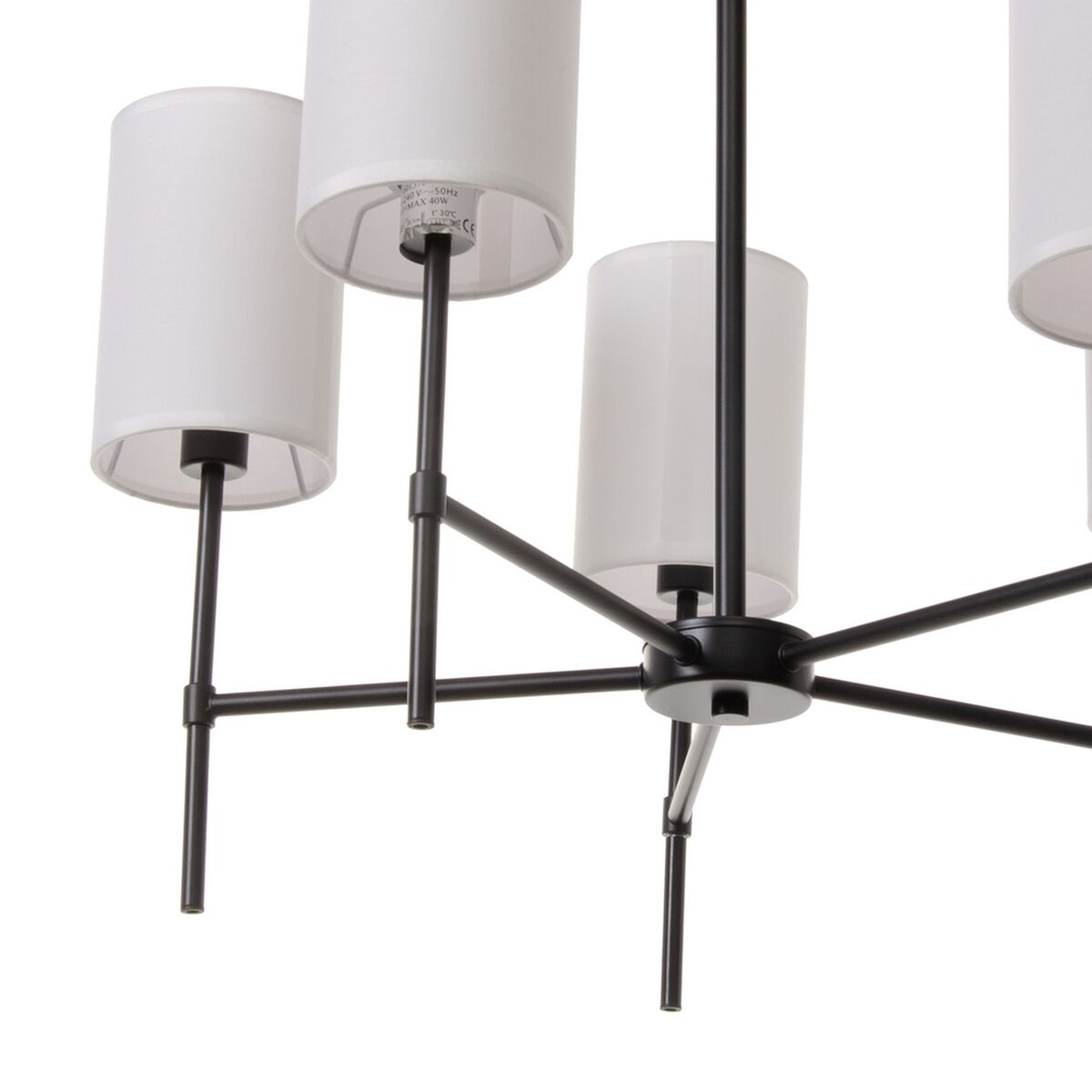 Ceiling Lamp 64 x 64 x 38 cm Black Metal White Ø 18 cm