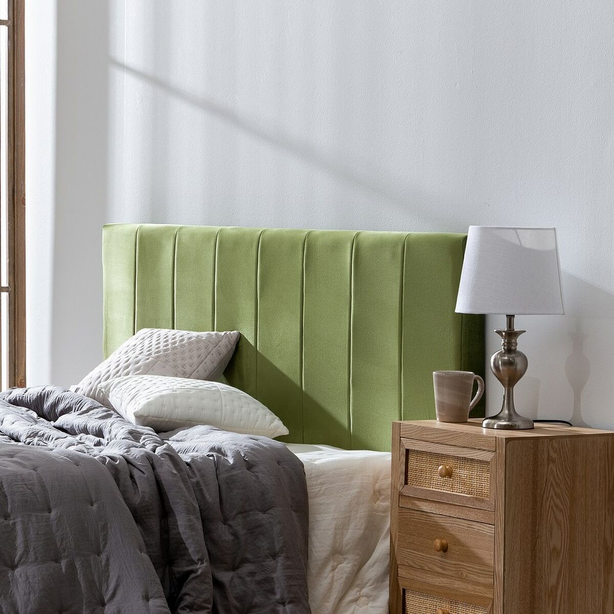 Headboard 160 x 7 x 64 cm Synthetic Fabric Green