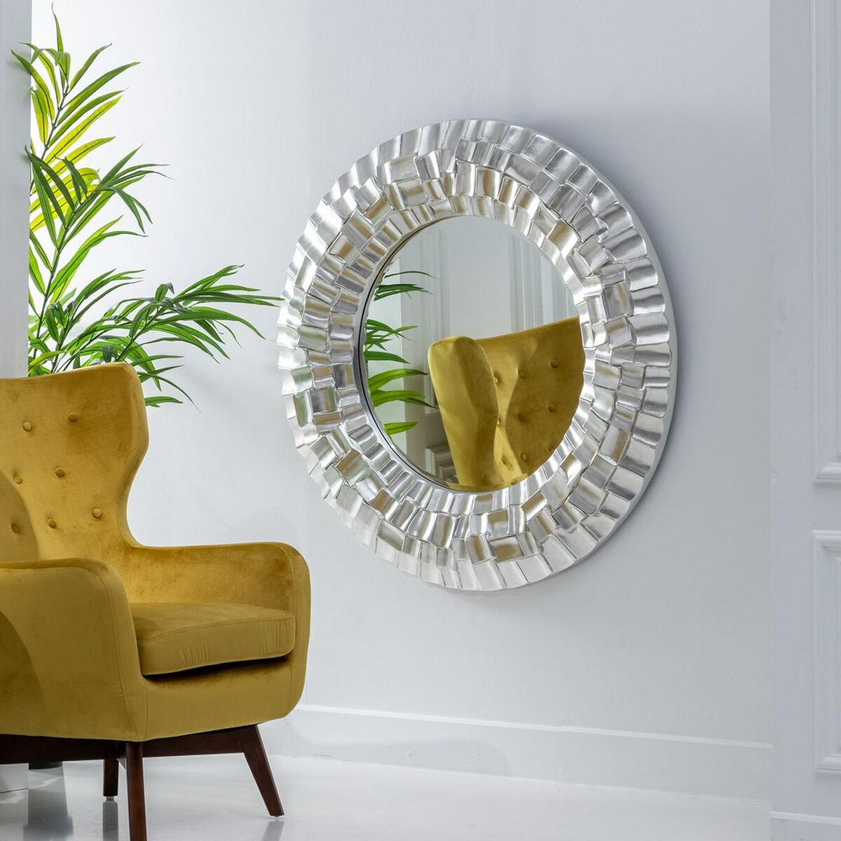 Wall mirror 118 x 10.2 x 118 cm Glass Silver Polyurethane