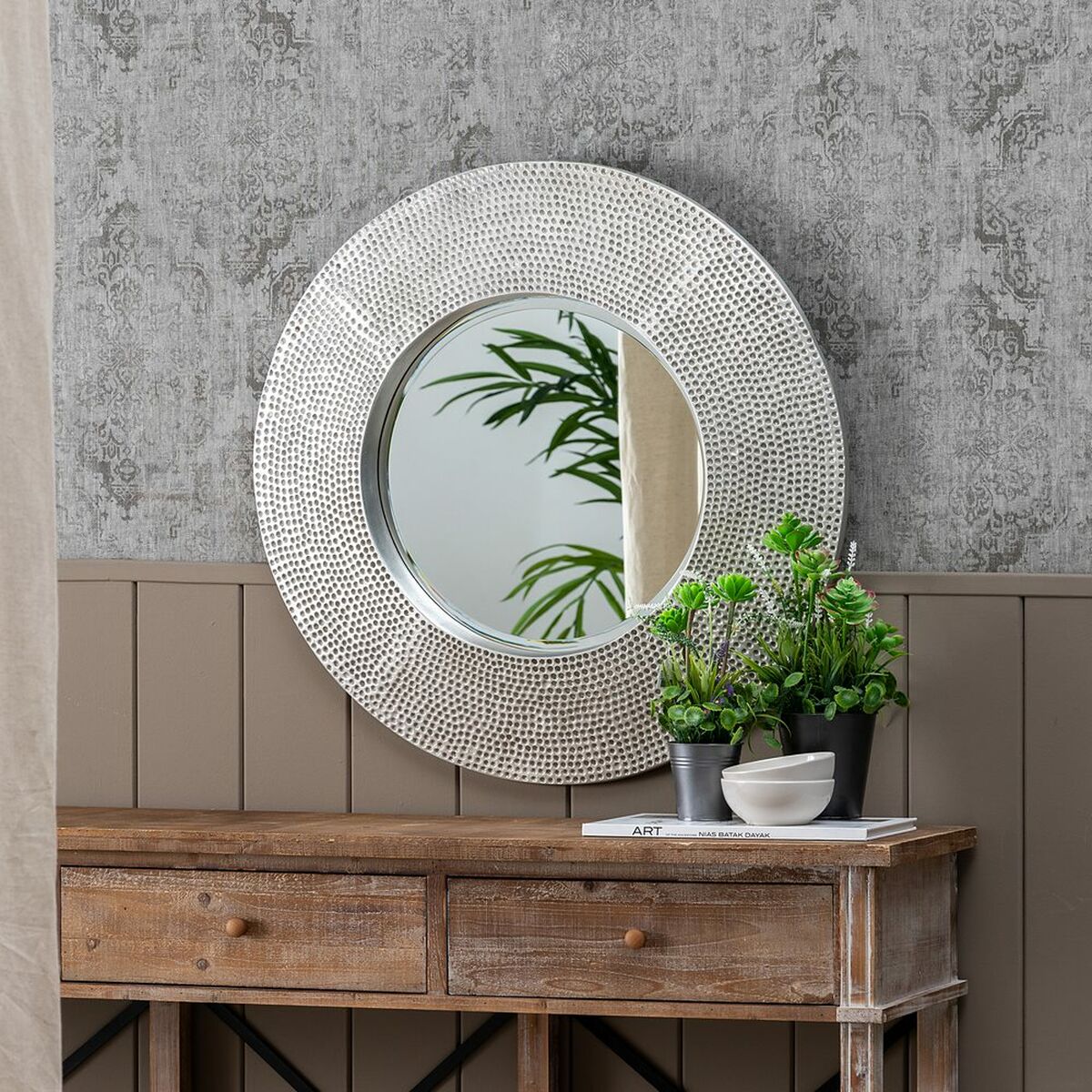 Wall Mirror 87.6 x 6.6 x 87.6 cm White Glass Polyurethane