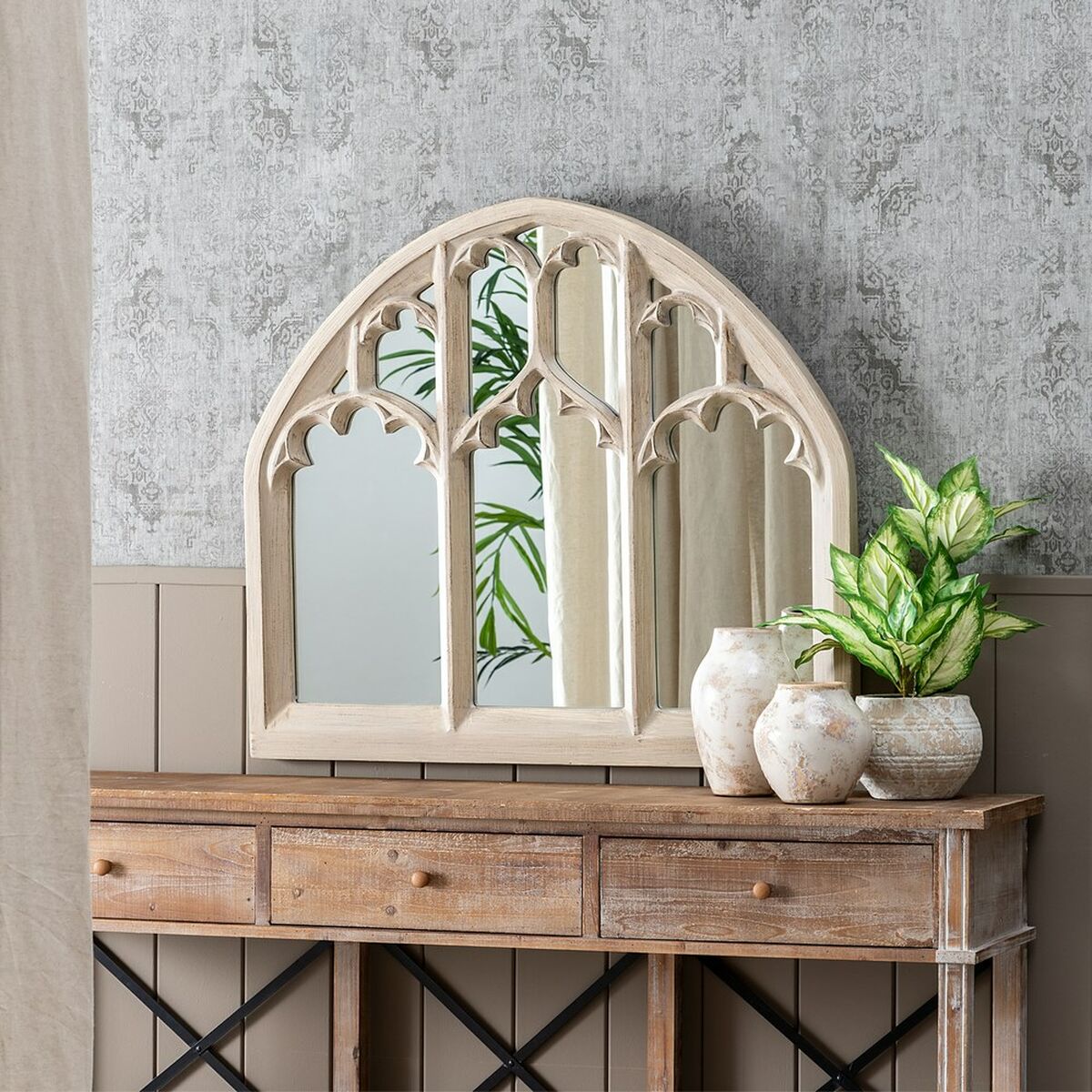 Wall mirror 106 x 94 x 5 cm Natural glass Polyurethane