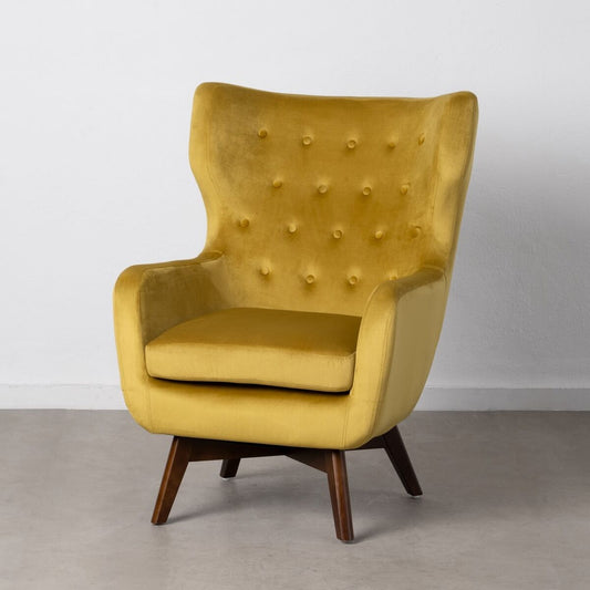 Armchair 75 x 83 x 103 cm Synthetic Fabric Mustard Wood