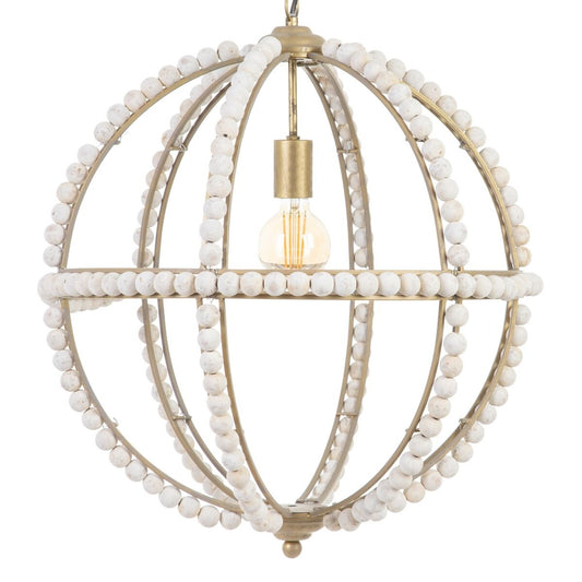 Ceiling Lamp 54 x 54 x 54 cm Metal Wood White