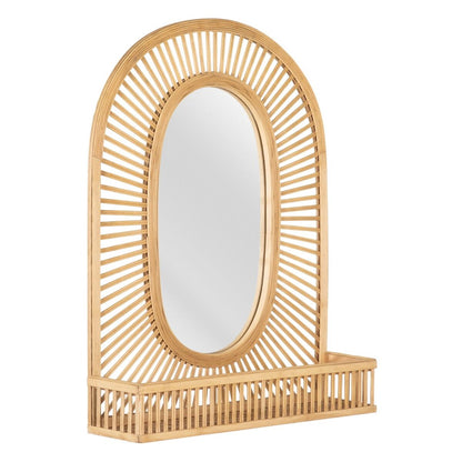 Wall Mirror Beige Glass Rattan 61 x 15 x 76 cm