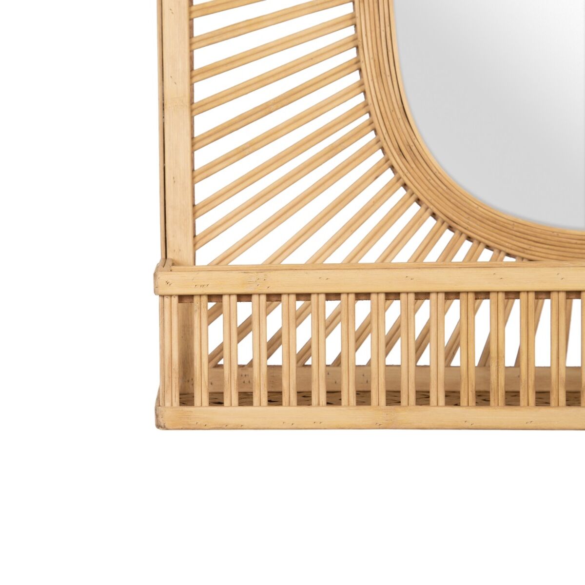 Wall Mirror Beige Glass Rattan 61 x 15 x 76 cm