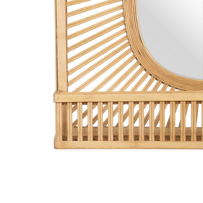 Wall Mirror Beige Glass Rattan 61 x 15 x 76 cm