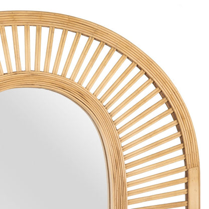 Wall Mirror Beige Glass Rattan 61 x 15 x 76 cm