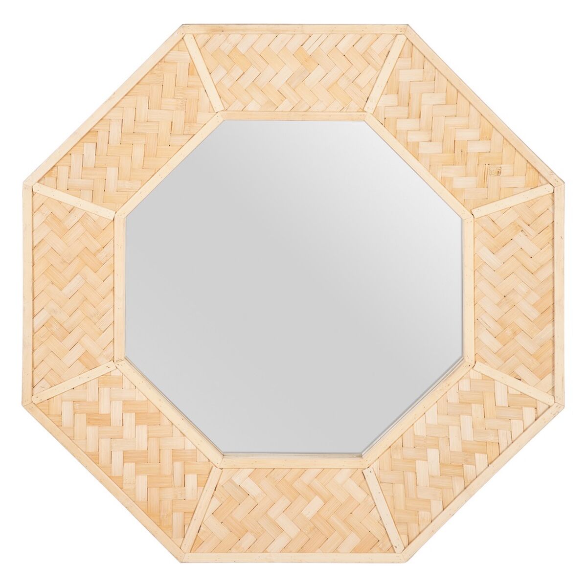 Wall Mirror 81 x 6.5 x 81 cm Natural Bamboo