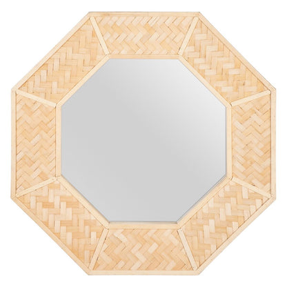 Wall Mirror 81 x 6.5 x 81 cm Natural Bamboo