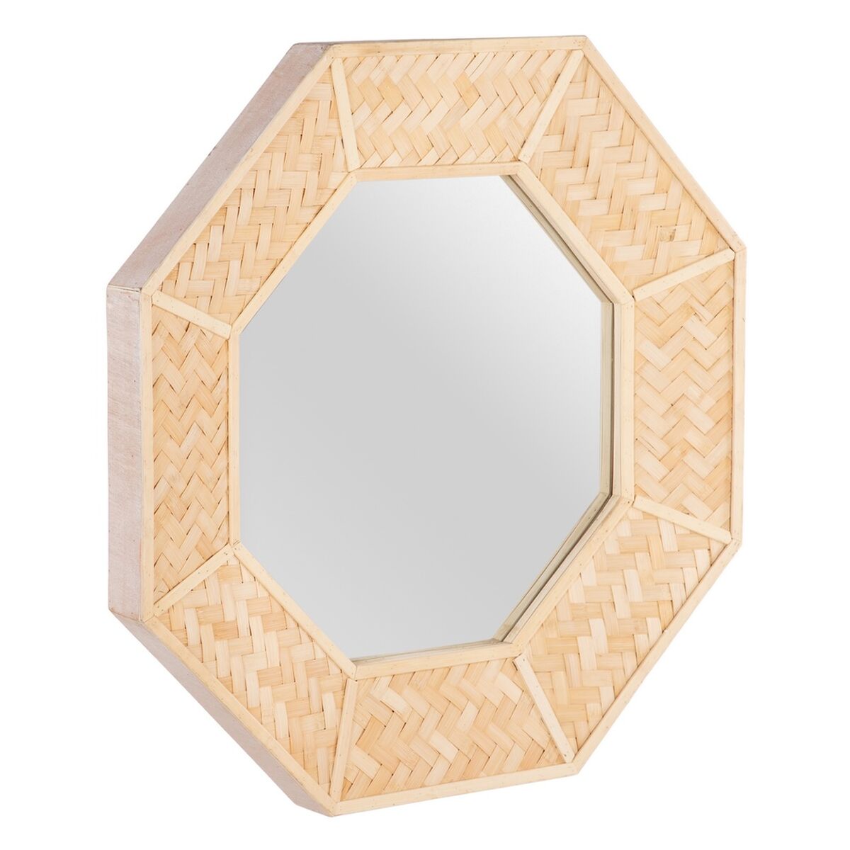 Wall Mirror 81 x 6.5 x 81 cm Natural Bamboo