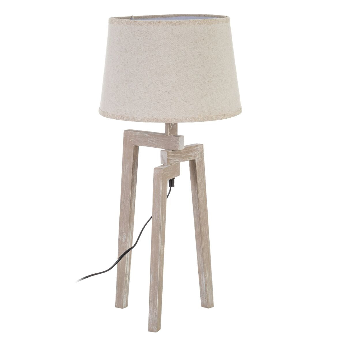 Table Lamp White Linen Wood 60 W 220 V 240 V 220-240 V 30 x 30 x 66 cm