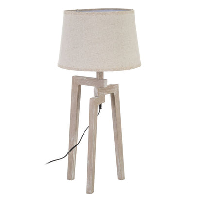 Table Lamp White Linen Wood 60 W 220 V 240 V 220-240 V 30 x 30 x 66 cm