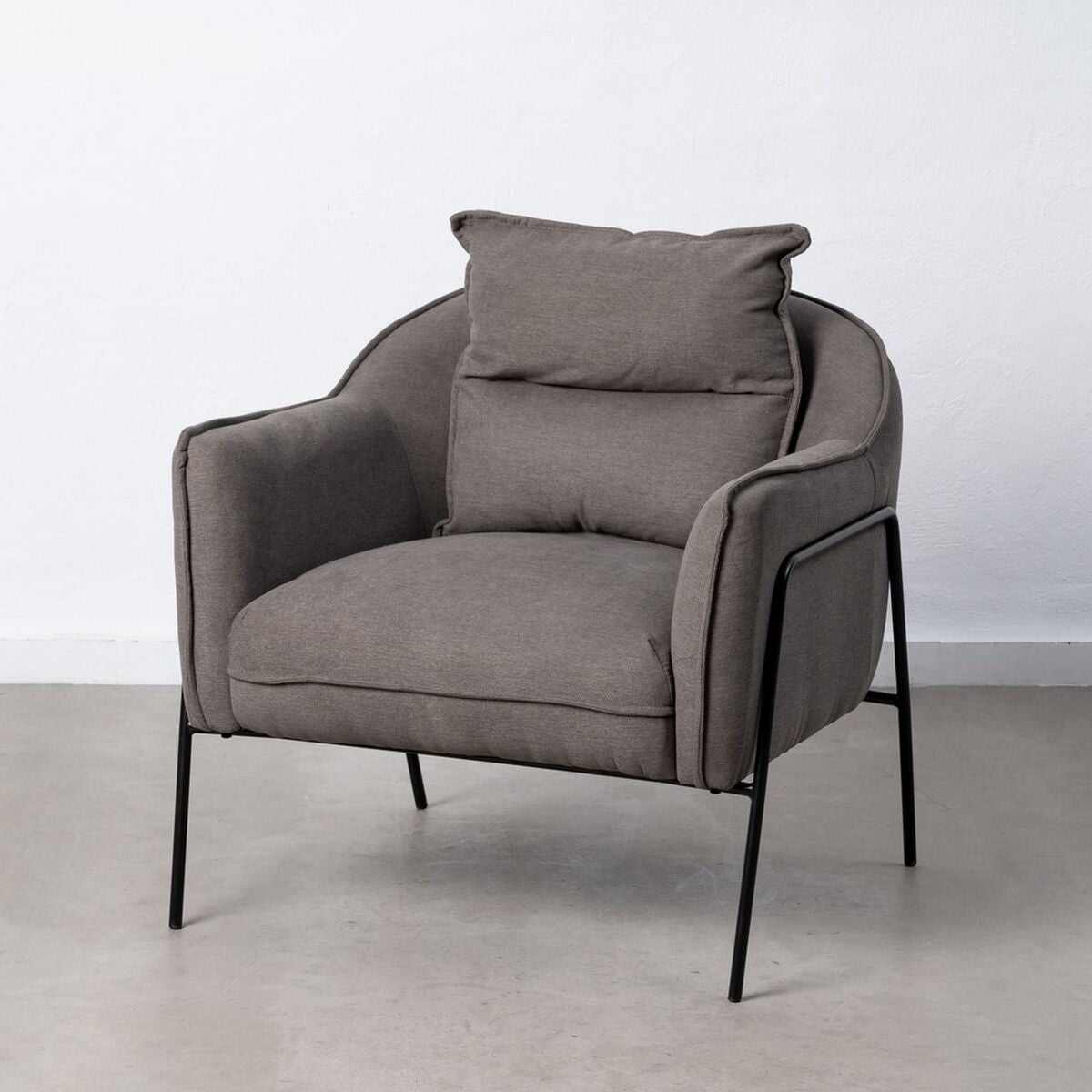 Armchair 76.5 x 70 x 74 cm Synthetic Fabric Dark Grey Metal