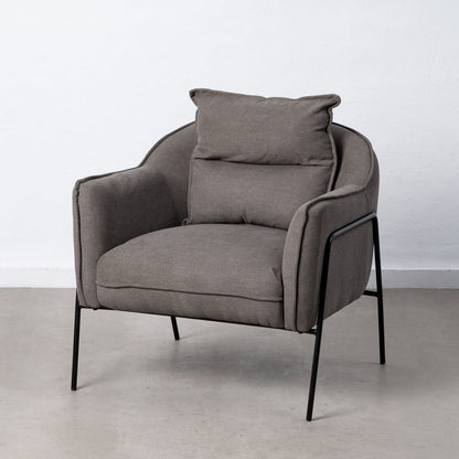 Armchair 76.5 x 70 x 74 cm Synthetic Fabric Dark Grey Metal