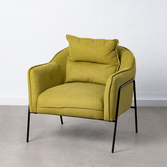 Armchair 76.5 x 70 x 74 cm Synthetic Fabric Metal Green