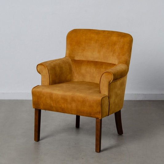 Armchair 77 x 64 x 88 cm Synthetic Fabric Ochre Wood